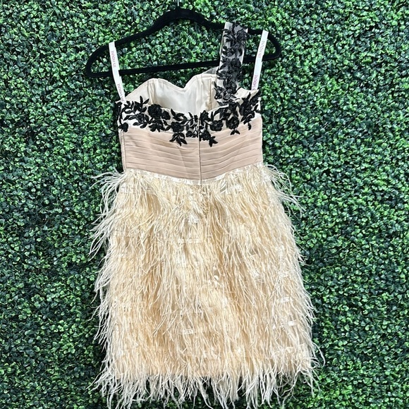 JJ's House Sheath/Column One-Shoulder Feather Cocktail Dress - Picture 8 of 16